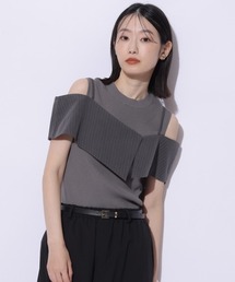新品タグ付❤️Mystrada マイストラーダ　フリルキャミドッキングニット　黒 Mystrada（マイストラーダ）の「ベアフリルニット（ニット