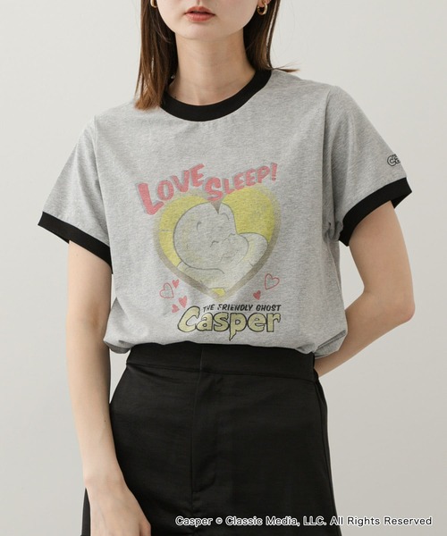 SENSE OF PLACE by URBAN RESEARCH（センスオブプレイスバイアーバンリサーチ）の「『別注』Casper×SENSE OF PLACE/リンガーTシャツ（Tシャツ/カットソー・レディース・オフホワイト/グレー/レッド・ONE）」の3枚目の写真