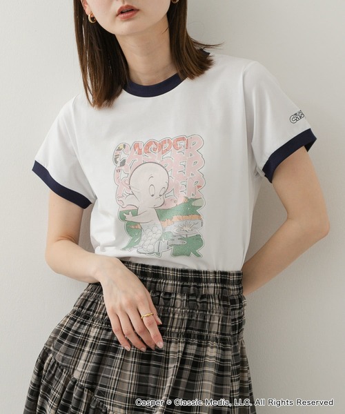 SENSE OF PLACE by URBAN RESEARCH（センスオブプレイスバイアーバンリサーチ）の「『別注』Casper×SENSE OF PLACE/リンガーTシャツ（Tシャツ/カットソー・レディース・オフホワイト/グレー/レッド・ONE）」の2枚目の写真