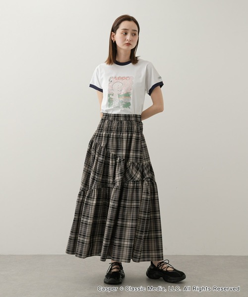 SENSE OF PLACE by URBAN RESEARCH（センスオブプレイスバイアーバンリサーチ）の「『別注』Casper×SENSE OF PLACE/リンガーTシャツ（Tシャツ/カットソー・レディース・オフホワイト/グレー/レッド・ONE）」の8枚目の写真