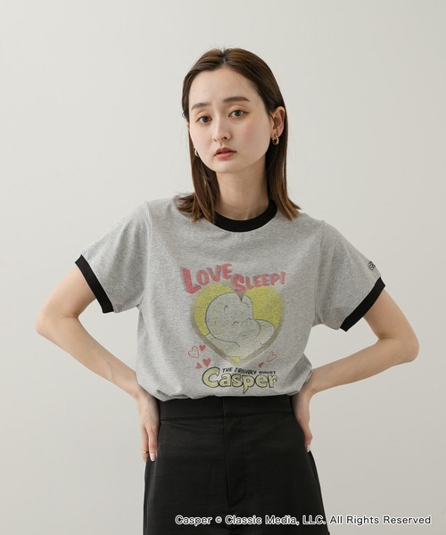 SENSE OF PLACE by URBAN RESEARCH（センスオブプレイスバイアーバンリサーチ）の「『別注』Casper×SENSE OF PLACE/リンガーTシャツ（Tシャツ/カットソー・レディース・オフホワイト/グレー/レッド・ONE）」の10枚目の写真