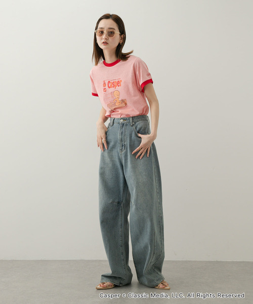 SENSE OF PLACE by URBAN RESEARCH（センスオブプレイスバイアーバンリサーチ）の「『別注』Casper×SENSE OF PLACE/リンガーTシャツ（Tシャツ/カットソー・レディース・オフホワイト/グレー/レッド・ONE）」の21枚目の写真