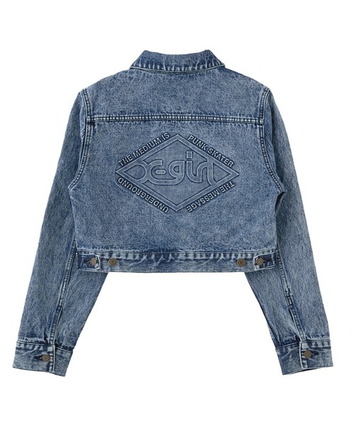 X-girl（エックスガール）の「EMBOSSED DENIM JACKET（デニムジャケット・レディース・ライトインディゴブルー/ブラック・S/M）」の7枚目の写真