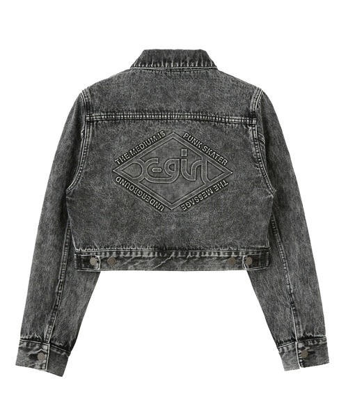 X-girl（エックスガール）の「EMBOSSED DENIM JACKET（デニムジャケット・レディース・ライトインディゴブルー/ブラック・S/M）」の9枚目の写真
