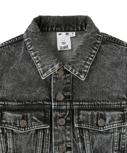 X-girl（エックスガール）の「EMBOSSED DENIM JACKET（デニムジャケット・レディース・ライトインディゴブルー/ブラック・S/M）」の10枚目の写真