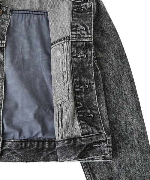 X-girl（エックスガール）の「EMBOSSED DENIM JACKET（デニムジャケット・レディース・ライトインディゴブルー/ブラック・S/M）」の15枚目の写真