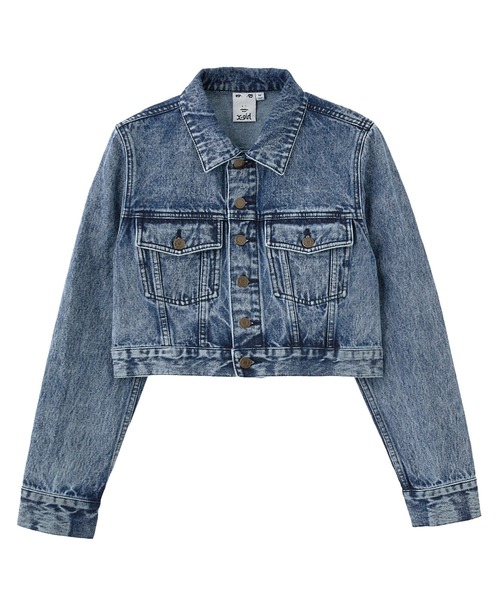 X-girl（エックスガール）の「EMBOSSED DENIM JACKET（デニムジャケット・レディース・ライトインディゴブルー/ブラック・S/M）」の6枚目の写真