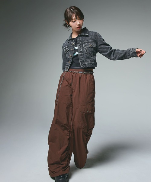 X-girl（エックスガール）の「EMBOSSED DENIM JACKET（デニムジャケット・レディース・ライトインディゴブルー/ブラック・S/M）」の5枚目の写真