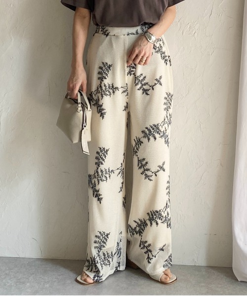 noble viento デニム刺繍入りベスト＆パンツセットアップ トップス