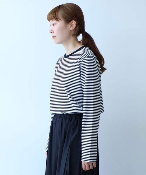 bulle de savon(ビュルデサボン)の「△vintage border Tシャツ(Tシャツ/カットソー・レディース・ホワイト/ピンク/オレンジ・FREE)」の5枚目の写真