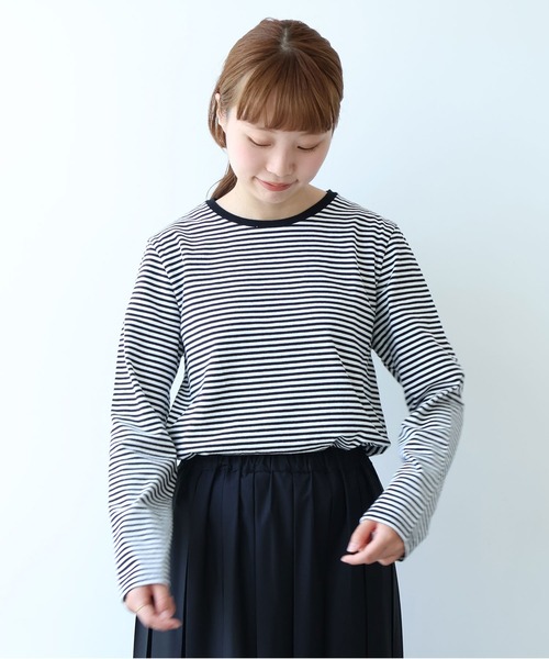 bulle de savon(ビュルデサボン)の「△vintage border Tシャツ(Tシャツ/カットソー・レディース・ホワイト/ピンク/オレンジ・FREE)」の4枚目の写真