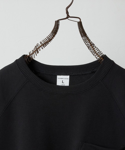 NUMBER (N)INE(ナンバーナイン)の「FIRM COTTON LIGHT SHORT PILE RAGLAN SHORT SLEEVE POCKET SWEATSHIRT / ファーム コットン ライト ミニ裏毛 ラグラン ショートスリーブ ポケット クルーネック スウェット(スウェット・メンズ・トップグレー/ブラック/ブラック×ホワイト・M/L/XL)」の11枚目の写真