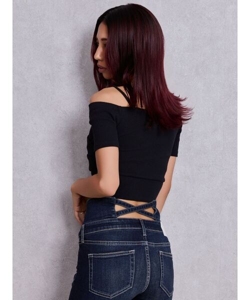 GYDA（ジェイダ）の「ハイウエストバッククロスダメージスキニーデニムパンツ（デニムパンツ・レディース・ライトブルー/インディゴブルー/ブラック・SMALL/MEDIUM/X-SMALL）」の19枚目の写真