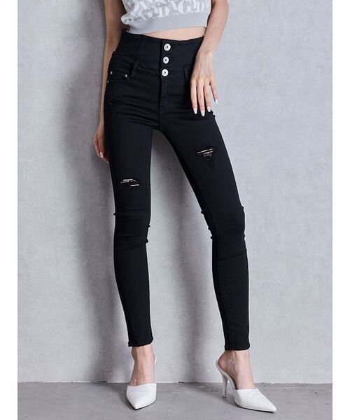 【即発送】新品未着用★GYDAデニムスキニーパンツ　XL GYDA ジーンズ デニム デニムパンツ ハイウエストウエストクロス