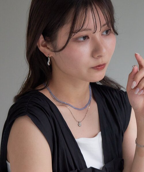 DISCOAT（ディスコート）の「【GOLDY】ビーズフラワーチャームSETネックレス（ネックレス・レディース・クリア/ブルー/グリーン/ブラック・FREE）」の4枚目の写真