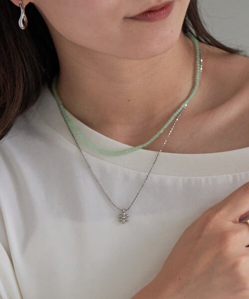 DISCOAT（ディスコート）の「【GOLDY】ビーズフラワーチャームSETネックレス（ネックレス・レディース・クリア/ブルー/グリーン/ブラック・FREE）」の3枚目の写真