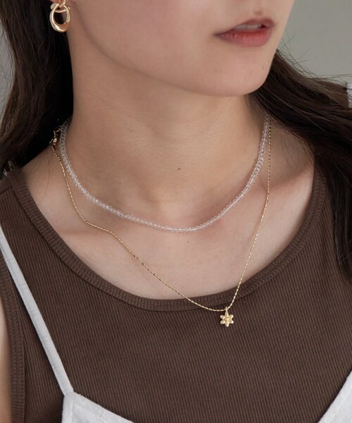 GOLDY】ビーズフラワーチャームSETネックレス（ネックレス）｜DISCOAT