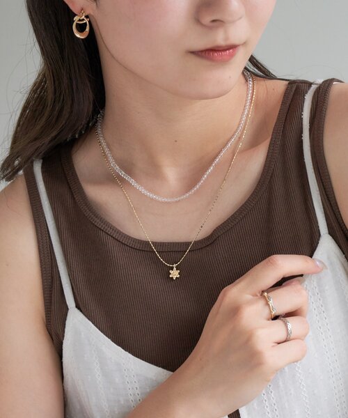 DISCOAT（ディスコート）の「【GOLDY】ビーズフラワーチャームSETネックレス（ネックレス・レディース・クリア/ブルー/グリーン/ブラック・FREE）」の5枚目の写真