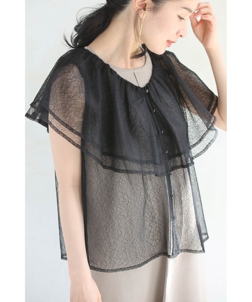 cawaii(カワイイ)の「(手持ち服に)重ねて華やぐ 大人のヴェールブラウス(シャツ/ブラウス・レディース・ホワイト/ブラック・FREE)」の4枚目の写真