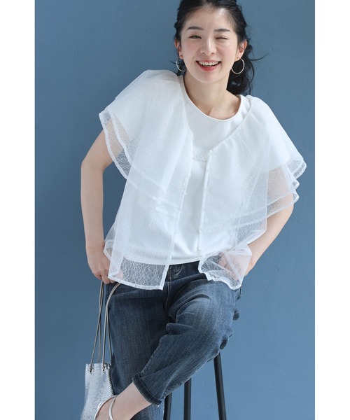 cawaii(カワイイ)の「(手持ち服に)重ねて華やぐ 大人のヴェールブラウス(シャツ/ブラウス・レディース・ホワイト/ブラック・FREE)」の9枚目の写真