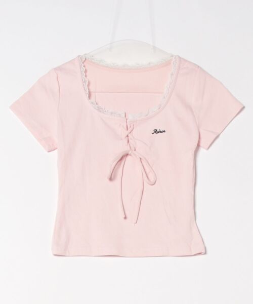 frunco（フランコ）の「レースアップクルーネックT（Tシャツ/カットソー・レディース・ホワイト/ピンク/ブルー・MEDIUM）」の7枚目の写真