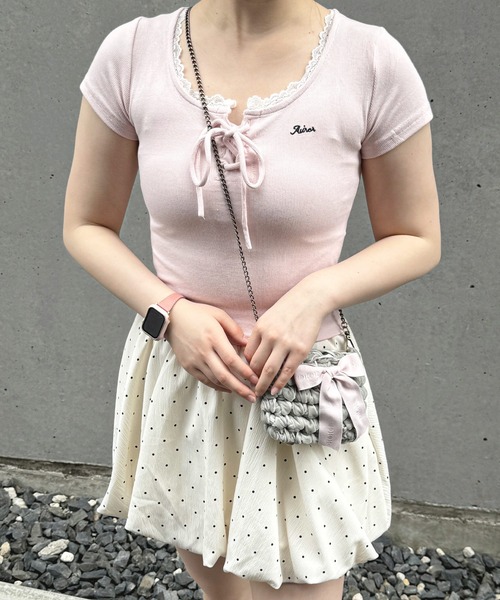 frunco（フランコ）の「レースアップクルーネックT（Tシャツ/カットソー・レディース・ホワイト/ピンク/ブルー・MEDIUM）」の22枚目の写真