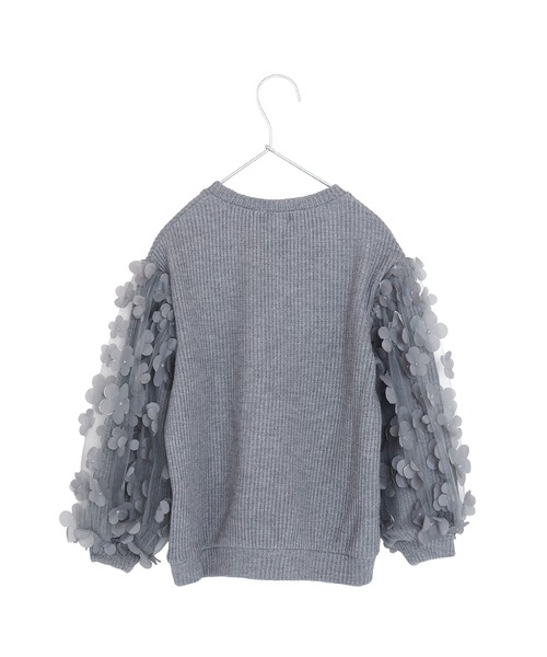 MAKE YOUR DAY（メイクユアデイ）の「ママとおそろいシアーフラワー袖プルオーバー■80～140cm（スウェット・キッズ・グレー/ブラック/ブラウン・100/90/80/140/130/120/110）」の6枚目の写真