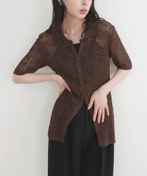メッシュ半袖ポロニット