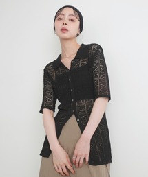 メッシュ半袖ポロニット