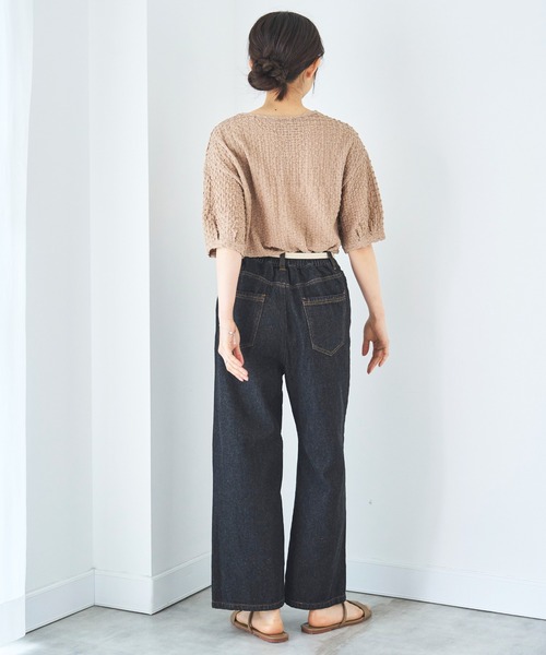 mil(ミル)の「ぽこぽこカットジャガード シアートップス(Tシャツ/カットソー・レディース・アイボリー/ブラック/モカ・ONE SIZE)」の12枚目の写真