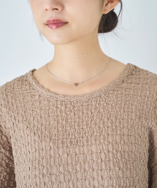 mil(ミル)の「ぽこぽこカットジャガード シアートップス(Tシャツ/カットソー・レディース・アイボリー/ブラック/モカ・ONE SIZE)」の14枚目の写真