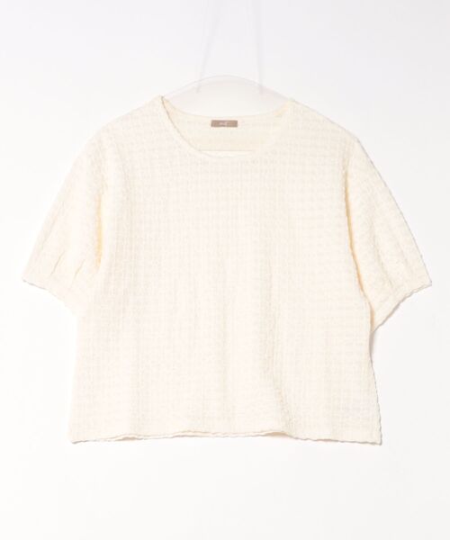 mil(ミル)の「ぽこぽこカットジャガード シアートップス(Tシャツ/カットソー・レディース・アイボリー/ブラック/モカ・ONE SIZE)」の18枚目の写真