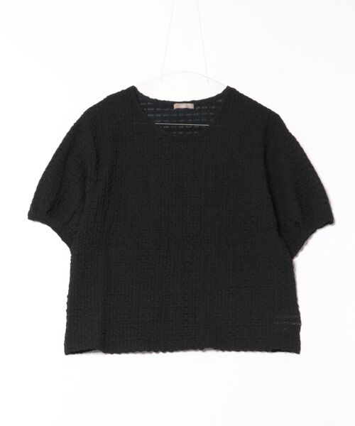 mil(ミル)の「ぽこぽこカットジャガード シアートップス(Tシャツ/カットソー・レディース・アイボリー/ブラック/モカ・ONE SIZE)」の20枚目の写真