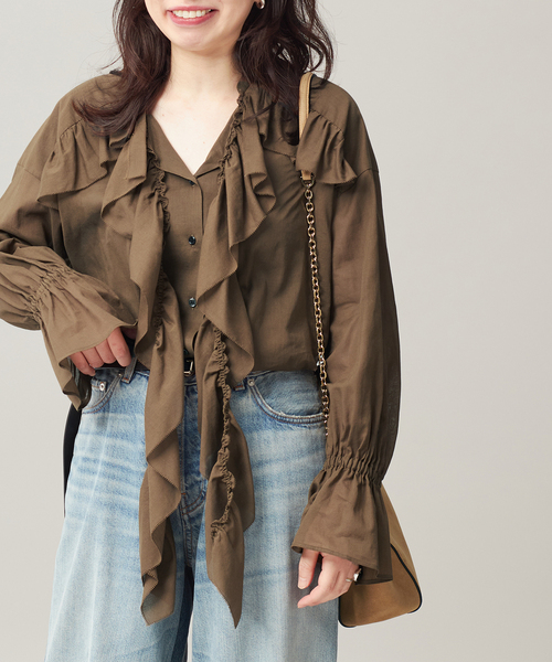 journal standard L'essage（ジャーナルスタンダードレサージュ）の「80ボイルフリルシャツ（シャツ/ブラウス・レディース・ブラック/カーキ・FREE）」の17枚目の写真