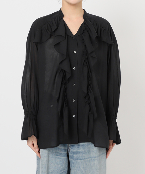 journal standard L'essage（ジャーナルスタンダードレサージュ）の「80ボイルフリルシャツ（シャツ/ブラウス・レディース・ブラック/カーキ・FREE）」の12枚目の写真