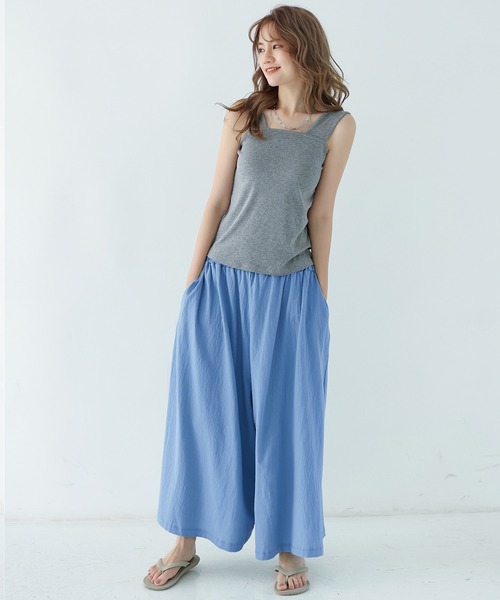 セール】パンツ レディース ワイドパンツ 夏 春 綿100% ロング