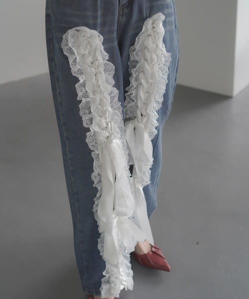 パンツ silent(and) lace denim pants silent(and) lace denim pants