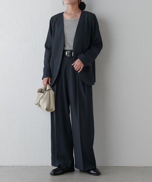 セール】【セットアップ対応】シンプルVカラージャケット（テーラード