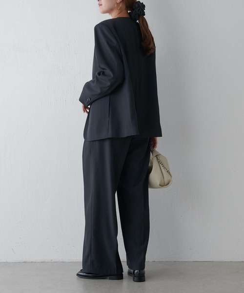 Lui's（ルイス）の「【セットアップ対応】シンプルVカラージャケット（テーラードジャケット・レディース・チャコールグレー/モカ・36/38）」の10枚目の写真