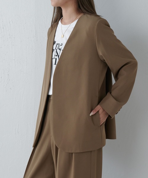 セール】【セットアップ対応】シンプルVカラージャケット（テーラード