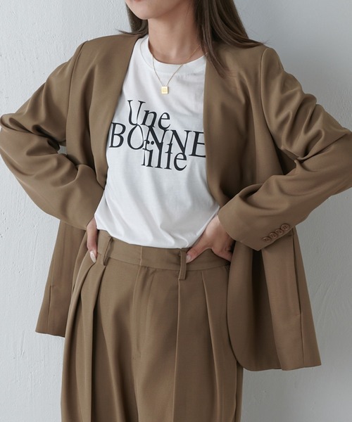 Lui's（ルイス）の「【セットアップ対応】シンプルVカラージャケット（テーラードジャケット・レディース・チャコールグレー/モカ・36/38）」の13枚目の写真