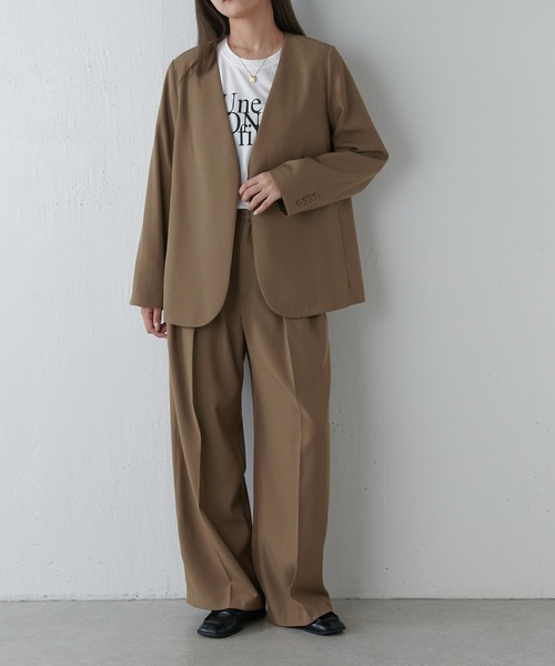 Lui's（ルイス）の「【セットアップ対応】シンプルVカラージャケット（テーラードジャケット・レディース・チャコールグレー/モカ・36/38）」の17枚目の写真