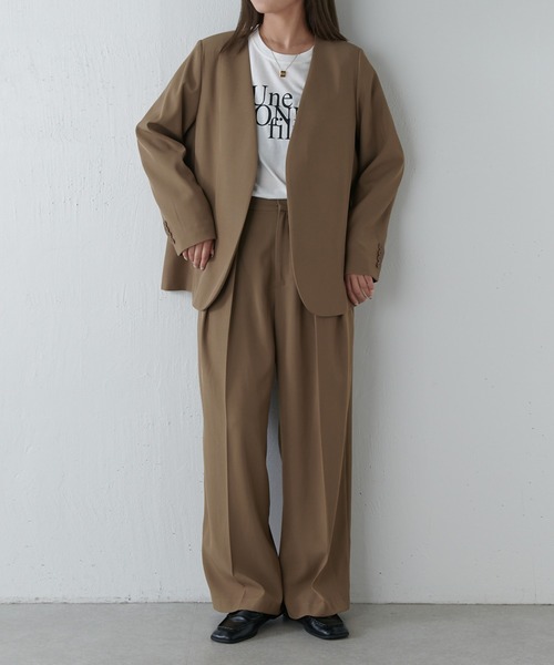 Lui's（ルイス）の「【セットアップ対応】シンプルVカラージャケット（テーラードジャケット・レディース・チャコールグレー/モカ・36/38）」の18枚目の写真