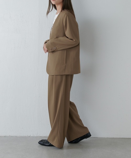 Lui's（ルイス）の「【セットアップ対応】シンプルVカラージャケット（テーラードジャケット・レディース・チャコールグレー/モカ・36/38）」の20枚目の写真