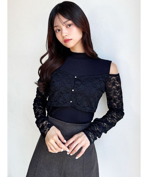 RESEXXY（リゼクシー）の「レースアンサンブルカットトップス（Tシャツ/カットソー・レディース・ブラック/アイボリー・FREE）」の20枚目の写真