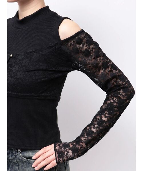 RESEXXY（リゼクシー）の「レースアンサンブルカットトップス（Tシャツ/カットソー・レディース・ブラック/アイボリー・FREE）」の7枚目の写真