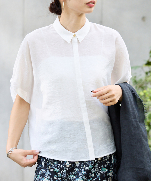 IENA リネン混 襟付きブラウス/ホワイト 追加》リネン混 襟付きブラウス（シャツ/ブラウス）｜IENA（イエナ）の