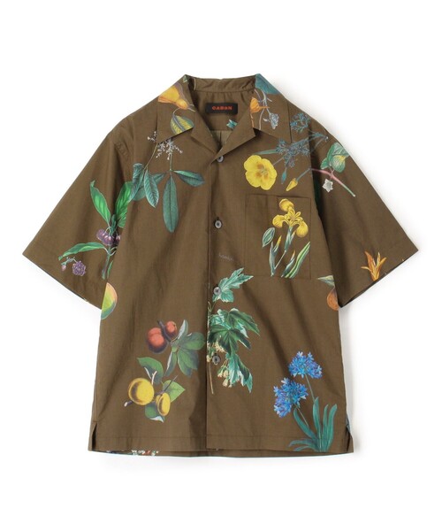 CABaN コットン Green Showerプリント ハーフスリーブシャツ