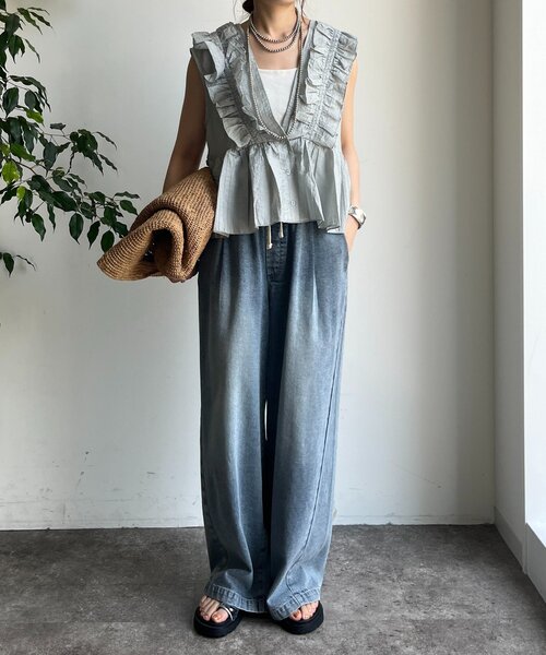 DouDou(ドゥドゥ)の「【WEB限定/前後2WAY仕様】 フリルベスト(シャツ/ブラウス・レディース・ブラック/グレー・FREE)」の15枚目の写真