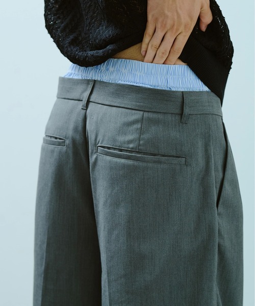 camphor wood レイヤードトランクスワイドスラックスショーツ Mサイズ layered boxers wide slacks shorts / レイヤードトランクス